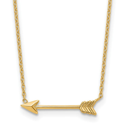 14k Yellow Gold Polished Arrow 17 inch Necklace
