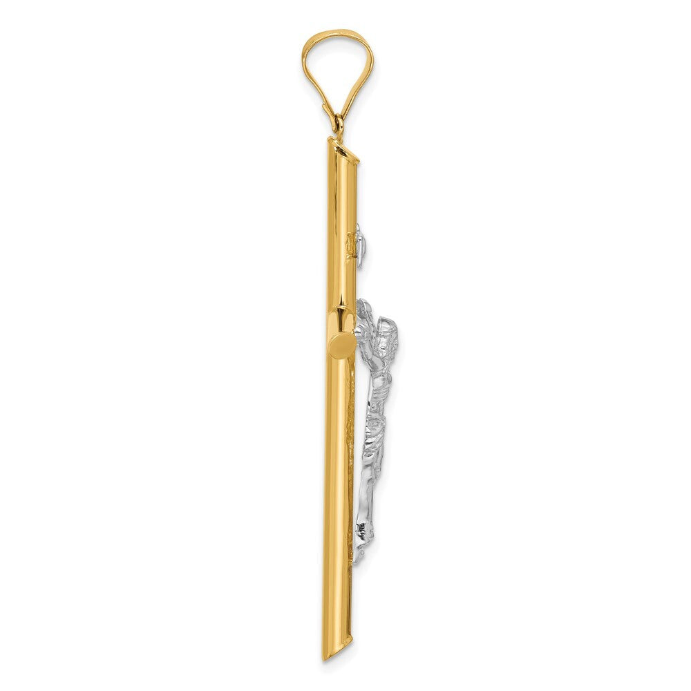 14k Two-tone Gold Polished Jesus Crucifix Pendant for Women