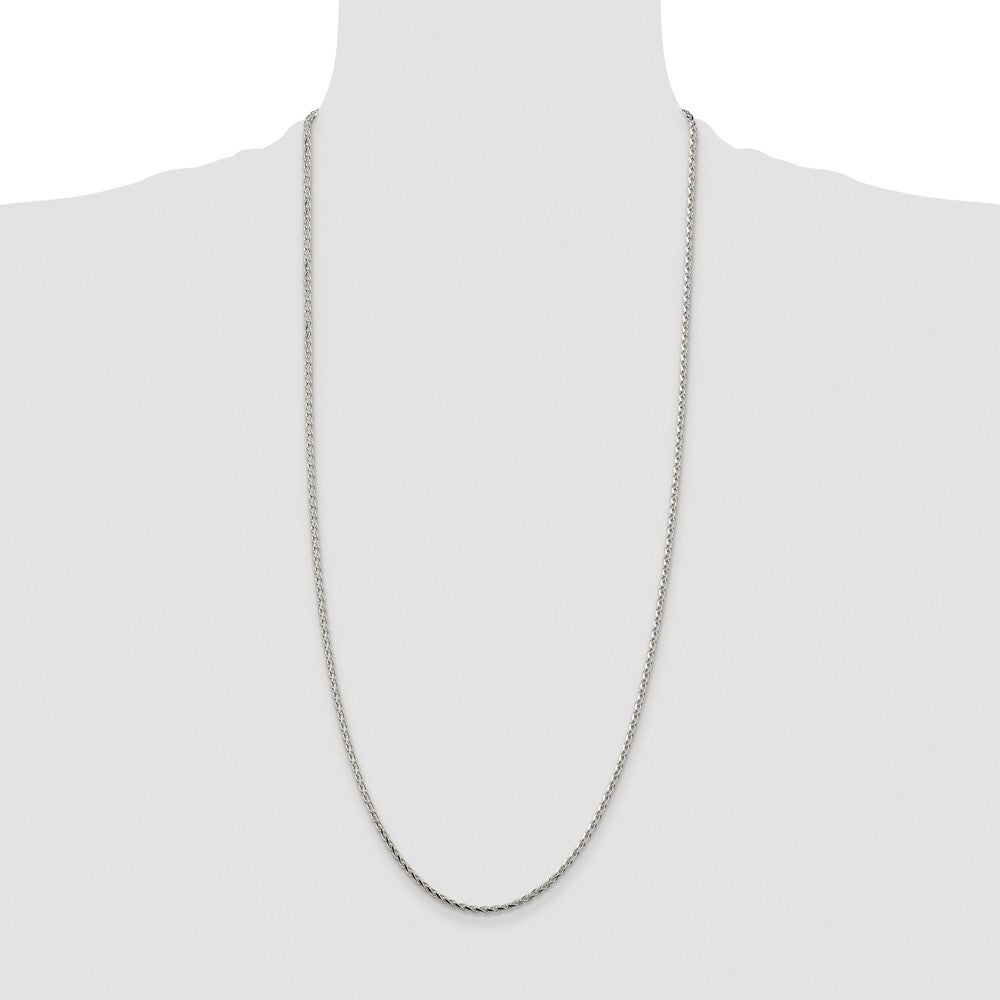 Sterling Silver Rhodium-plated 2.15mm Diamond-cut Round Spiga Chain