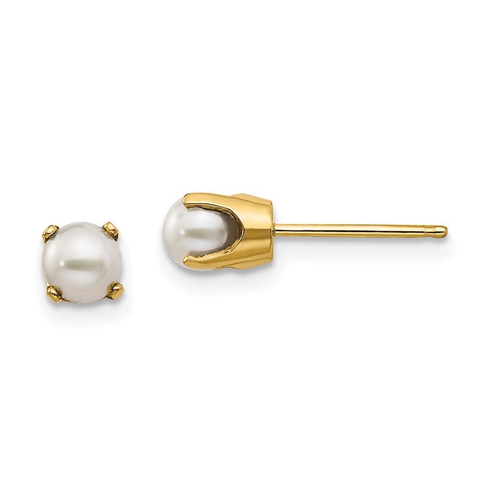 14k Yellow Gold 4mm June/FW Cultured Pearl Earrings