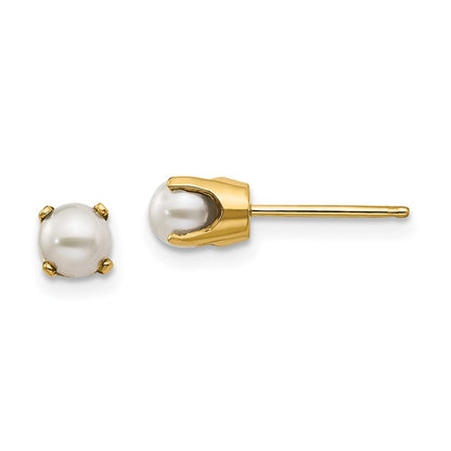 14k Yellow Gold 4mm June/FW Cultured Pearl Earrings