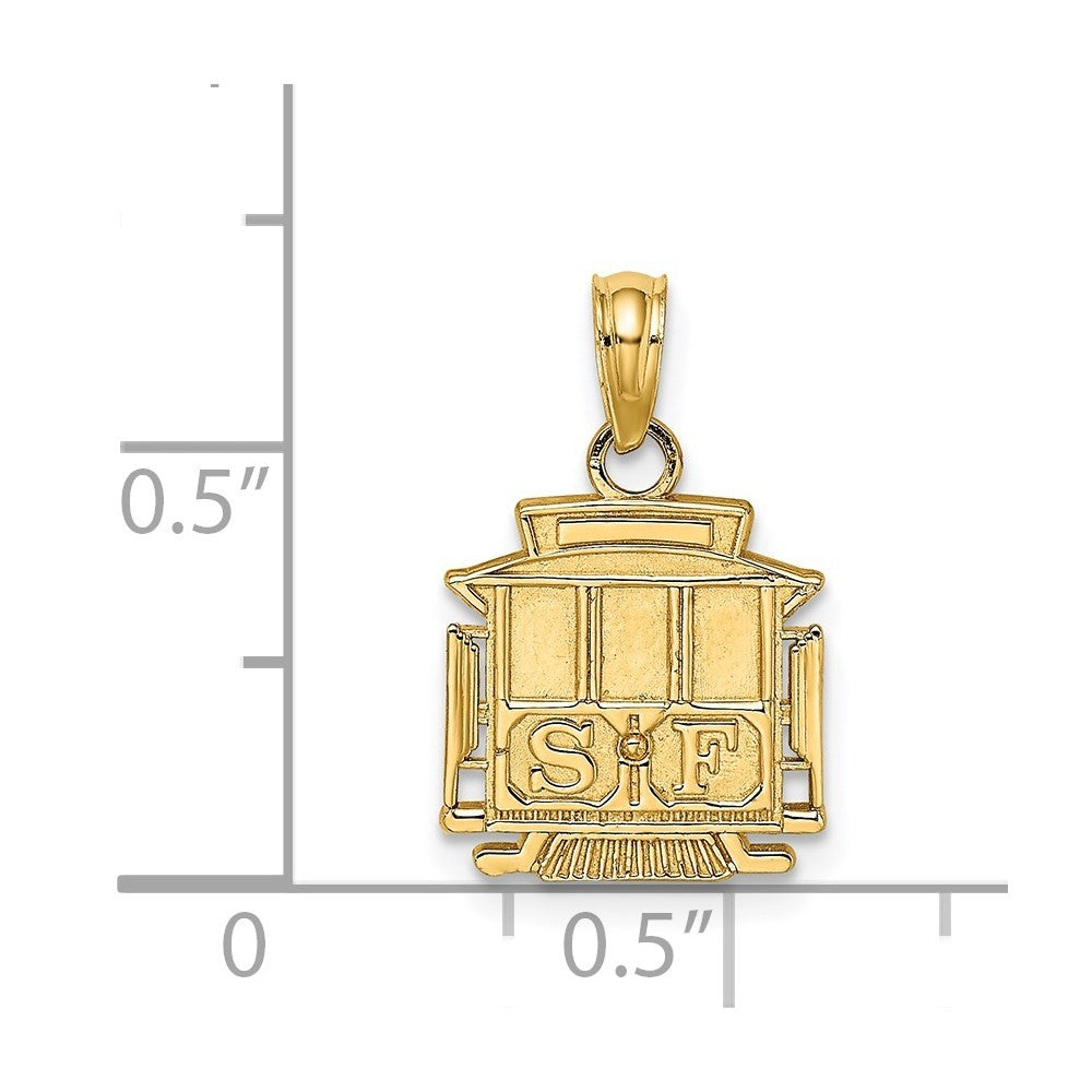 14k Yellow Gold Polished SF Cable Car Charm