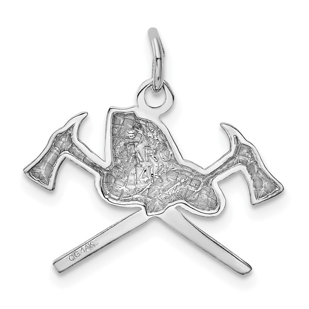14k White Gold Fire Department Charm Pendant for Women