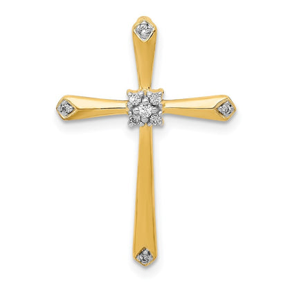 14k Yellow Gold 1/20ct. w Rhodium Diamond Cross Chain Slide