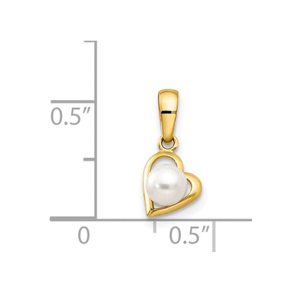 14k Yellow Gold FW Cultured Pearl Children's Heart Pendant