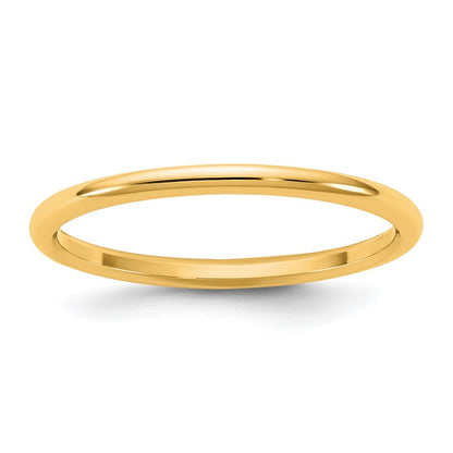 14K Yellow Gold 1.5mm LTW Half Round Band Ring Size 10