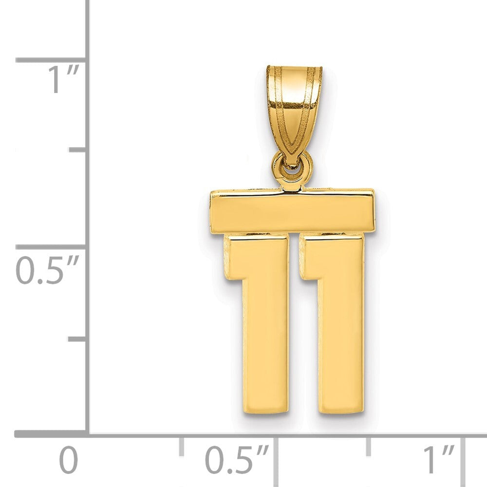 14k Yellow Gold Small Polished Number 11 Charm Pendant for Women