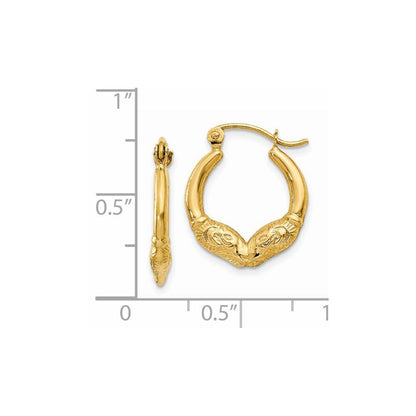 14k Yellow Gold Ram Head Hoop Earrings Gift for Women