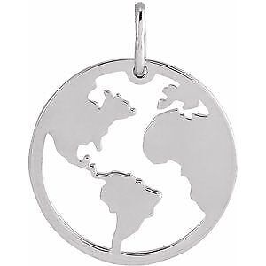 14k White Gold 19.2x15 mm Earth Cutout Pendant