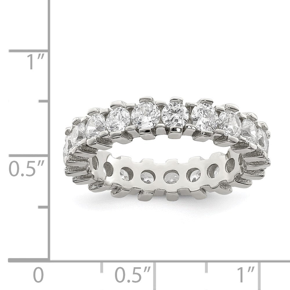 Sterling Silver Rhodium-plated Cubic Zirconia Eternity Band Size 6