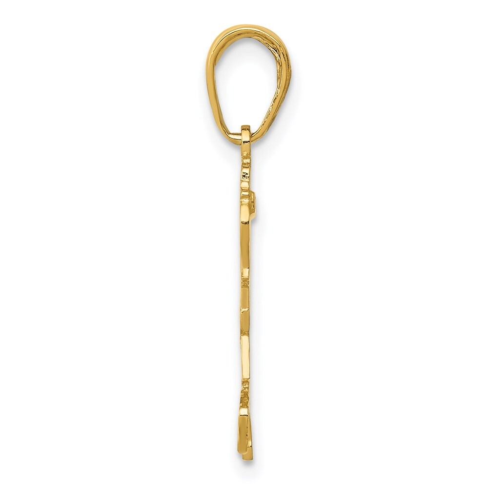 14k Yellow Gold Little Girl Walking with Flowers Pendant for Women