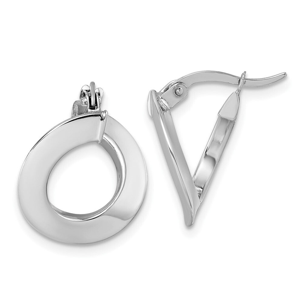 14k White Gold Polished Twisted Tube Hoop Earrings Gift for Women