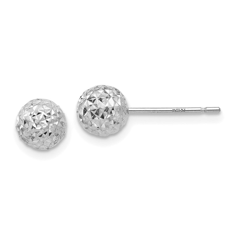14K White Gold 6mm Ball Earrings