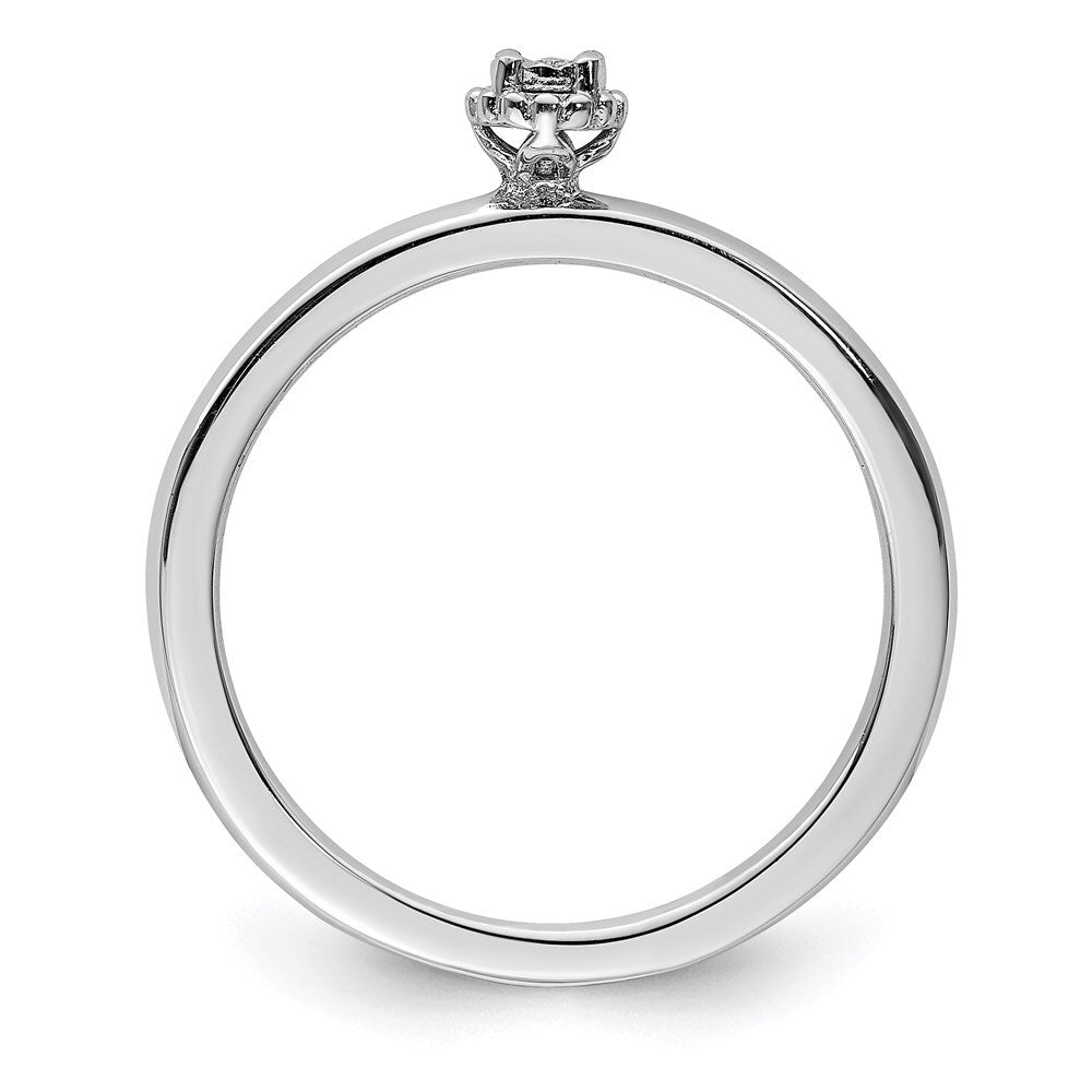 Sterling Silver Rhodium Plated Polished Diamond Ring Size 8