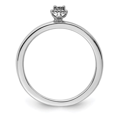 Sterling Silver Rhodium Plated Polished Diamond Ring Size 8