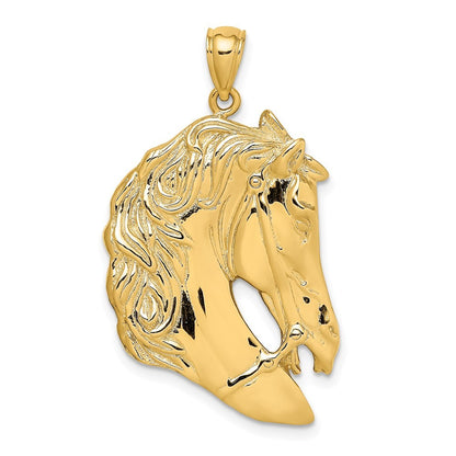 14k Yellow Gold Horse Head w Long Mane Charm