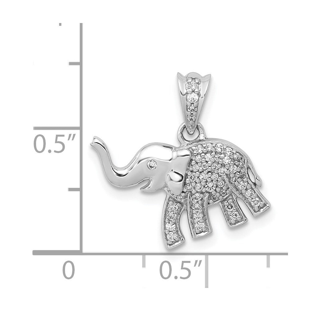 14k White Gold Diamond Elephant Pendant for Women