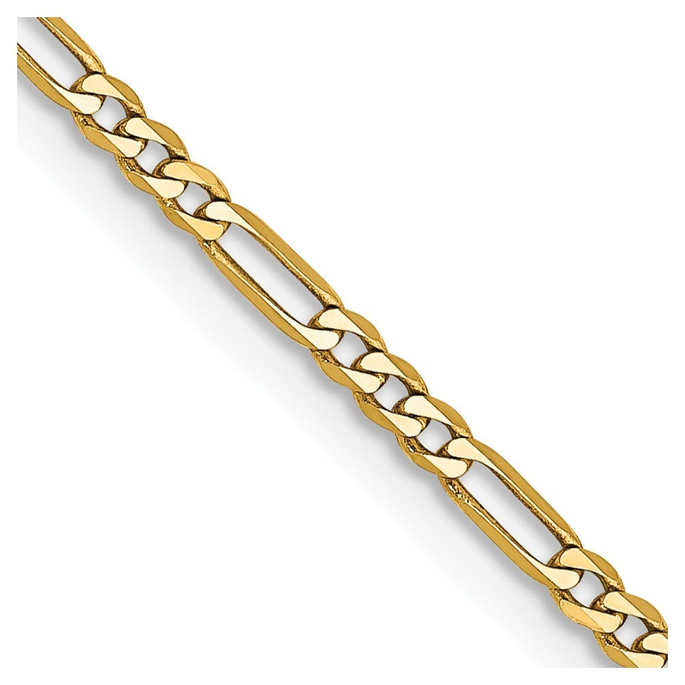 14k Yellow Gold 18 inch 1.8mm Flat Figaro Chain Necklace