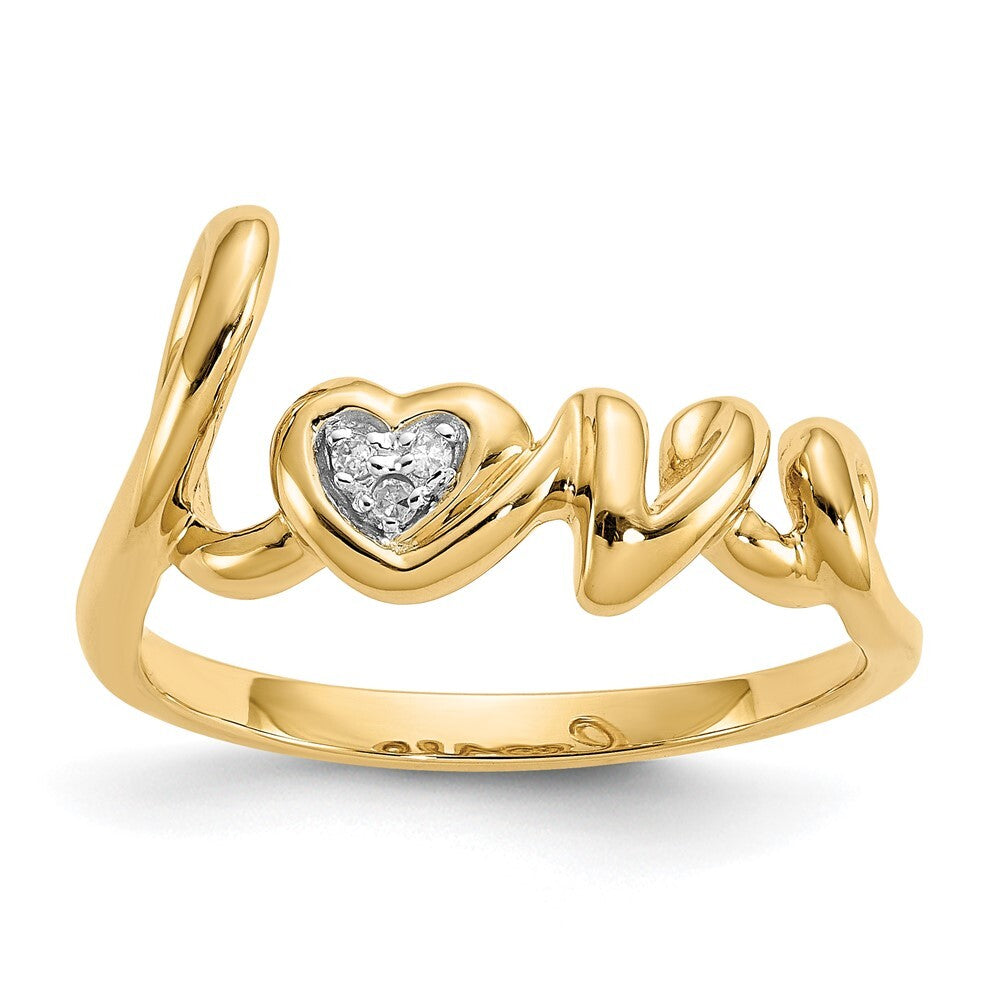 14K Yellow Gold Diamond LOVE Ring Size 7