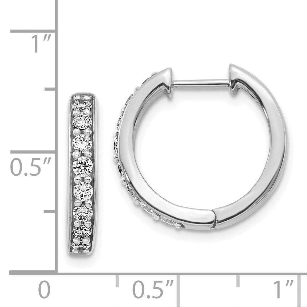 14k White Gold Diamond Hinged Hoop Earrings