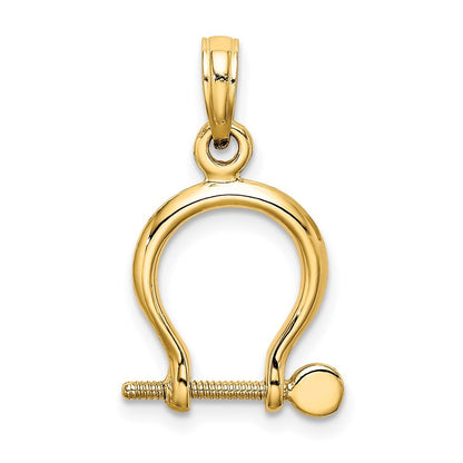 14k Yellow Gold 3-D Small Shackle Link Screw Charm