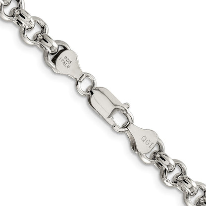 Sterling Silver 6.5mm Semi-solid Rolo Chain Necklace