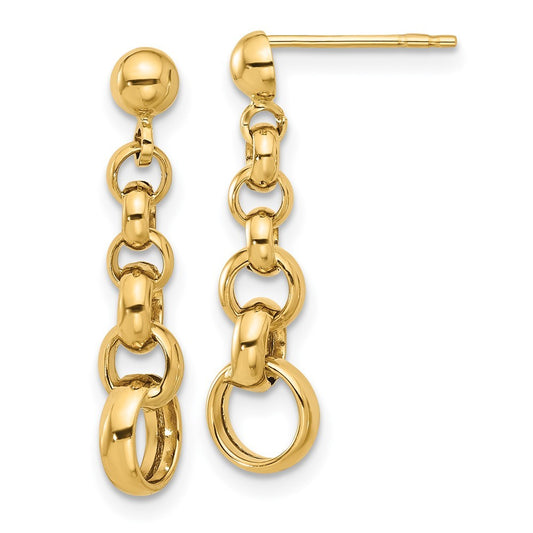 14k Yellow Gold Polished Circle Link Earrings