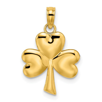 14k Yellow Gold 3-Leaf Clover Charm Pendant for Women