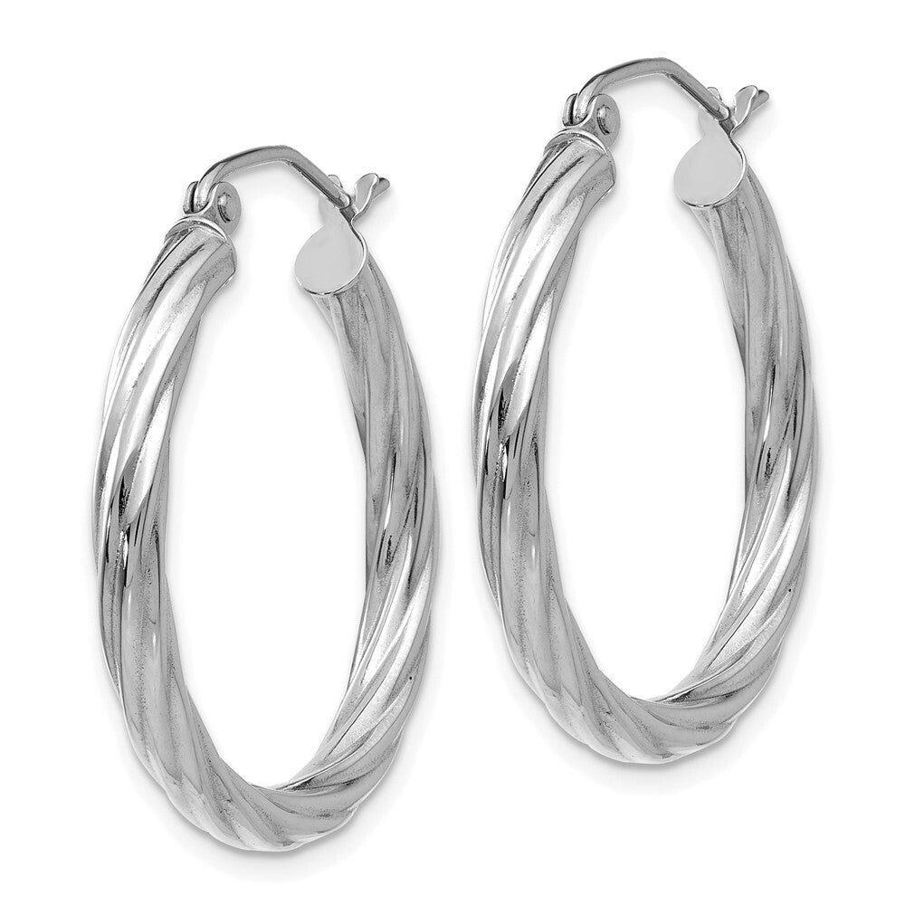 14k White Gold Polished 3.25mm Twisted Hoop Earrings Gift for Women