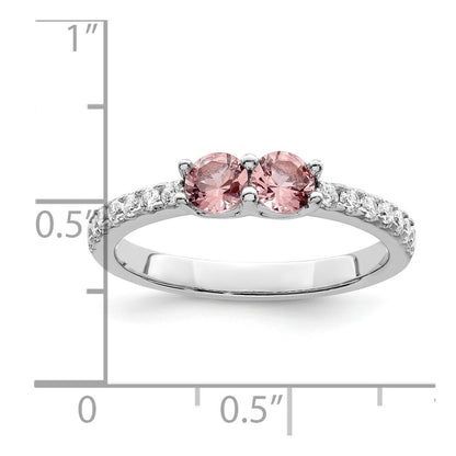 Sterling Silver Rhodium-plated Pink CZ Ring Size 8