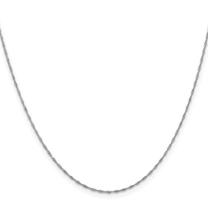 14K White Gold 14 inch 1mm Singapore with Spring Ring Clasp Chain Necklace