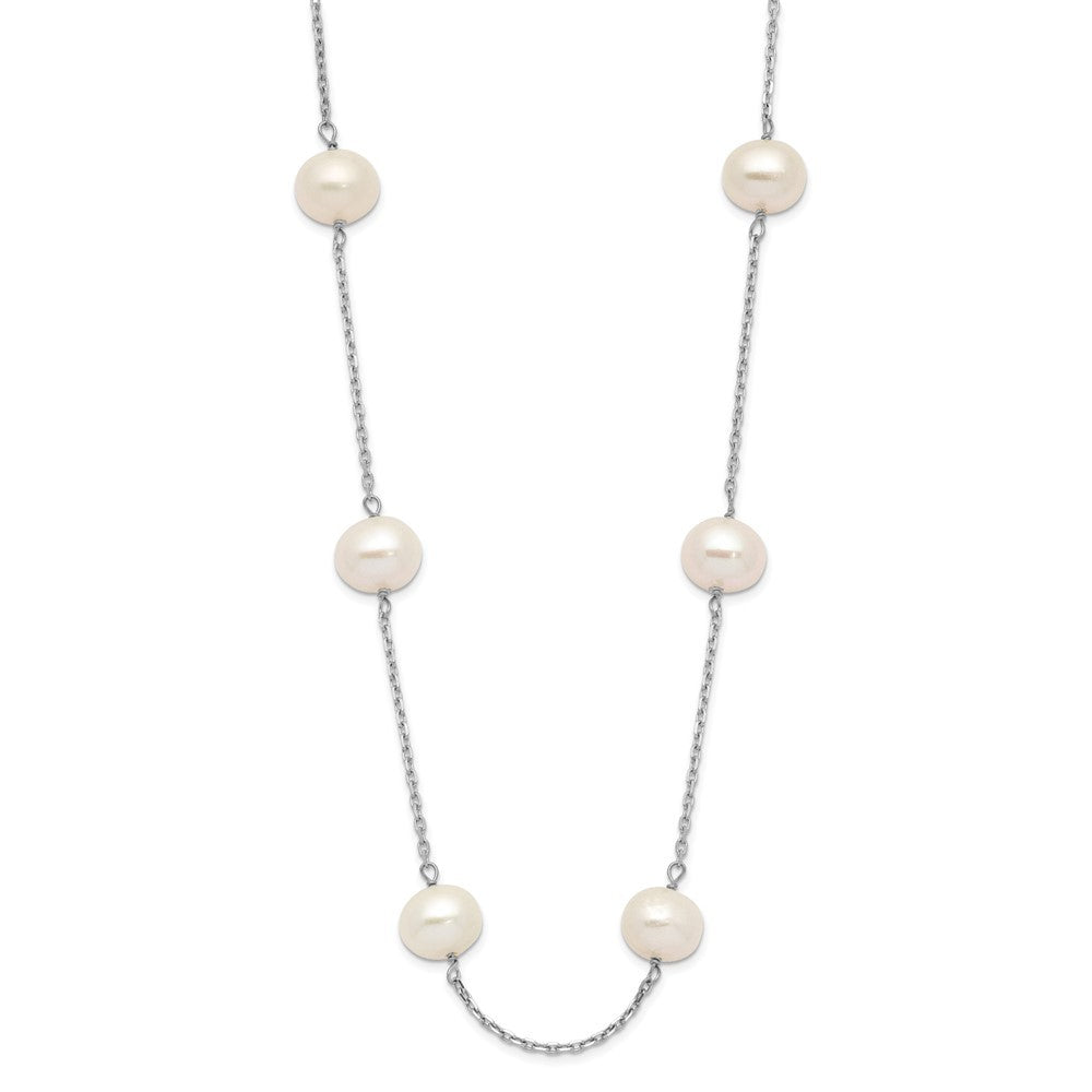 14k White Gold 6-7mm White Freshwater Cultured Pearl 12-Station 18 inch Necklace