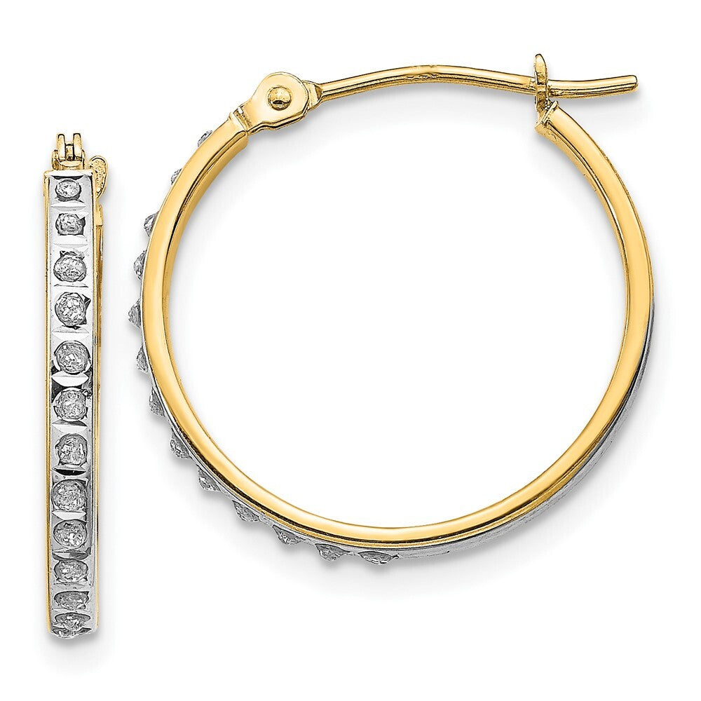 14k Yellow Gold Diamond Fascination Round Hinged Hoop Earrings Gift for Women