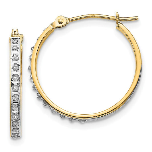 14k Yellow Gold Diamond Fascination Round Hinged Hoop Earrings Gift for Women