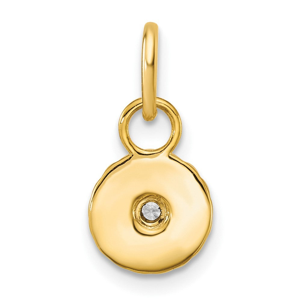 14k Yellow Gold Polished and Grooved Diamond Circle Charm