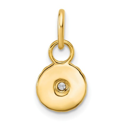 14k Yellow Gold Polished and Grooved Diamond Circle Charm