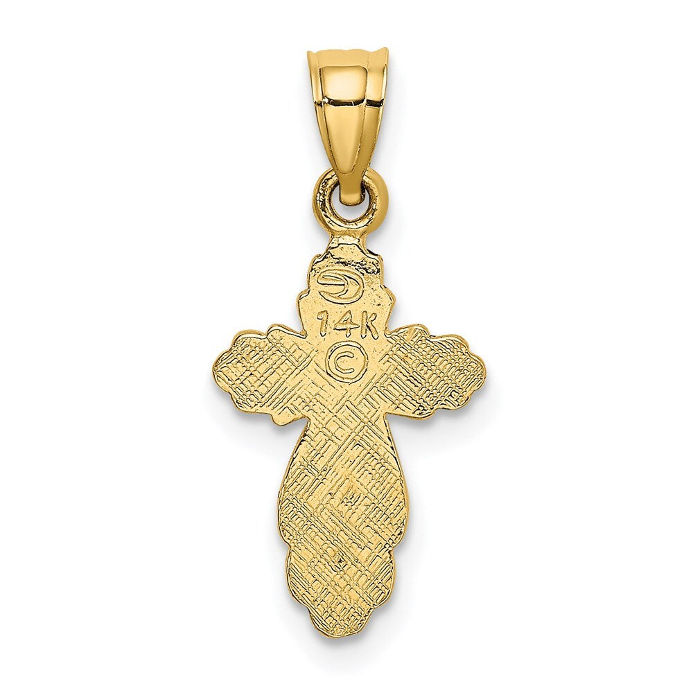 14k Yellow Gold Solid Polished and Textured Cross Charm Pendant for Women