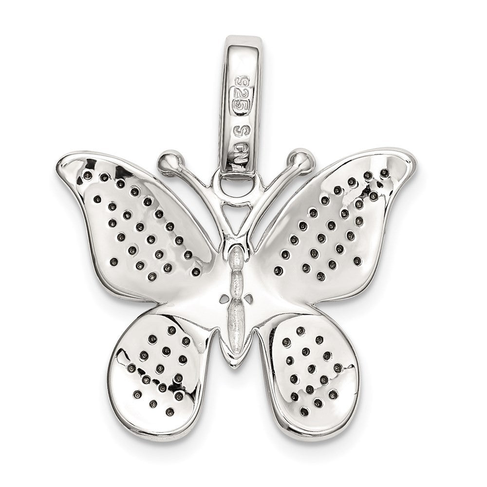 Sterling Silver Rhod-plated Polished Preciosa Crystal Butterfly Pendant