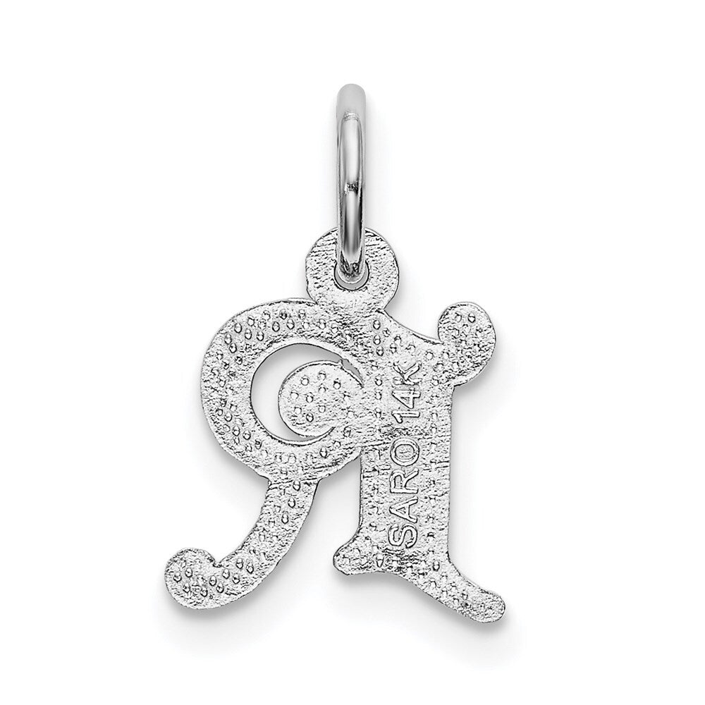 14k White Gold Diamond-cut Letter R Initial Charm Pendant for Women