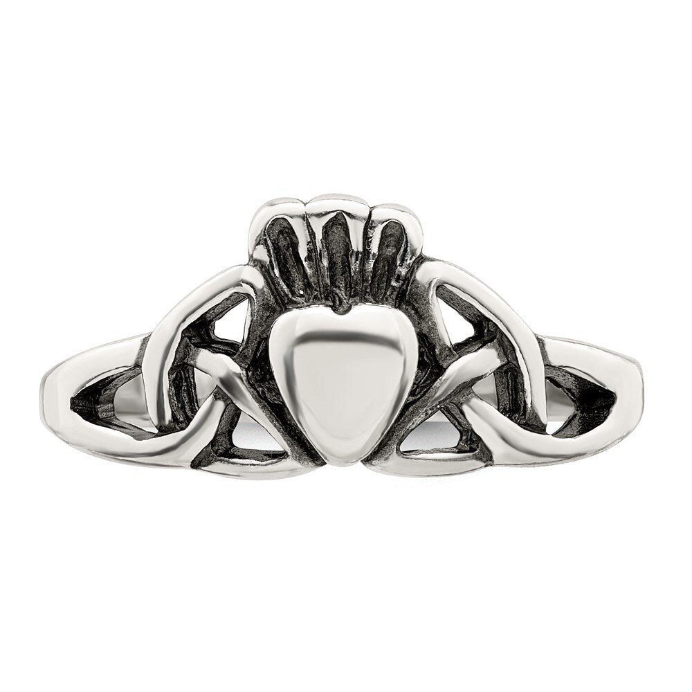 Sterling Silver Antiqued Claddagh Ring Size 6
