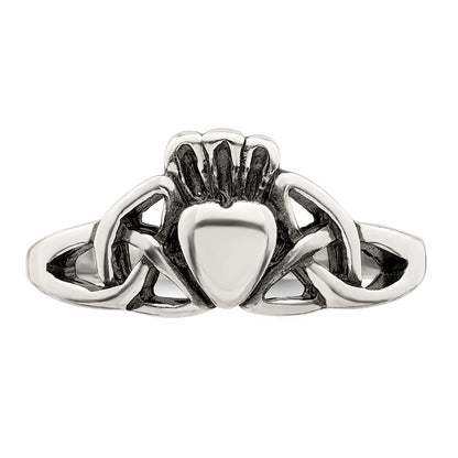 Sterling Silver Antiqued Claddagh Ring Size 6