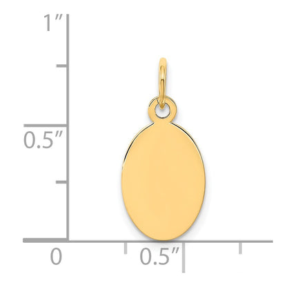 14k Yellow Gold Plain .013 Gauge Engravable Oval Disc Charm Pendant for Women