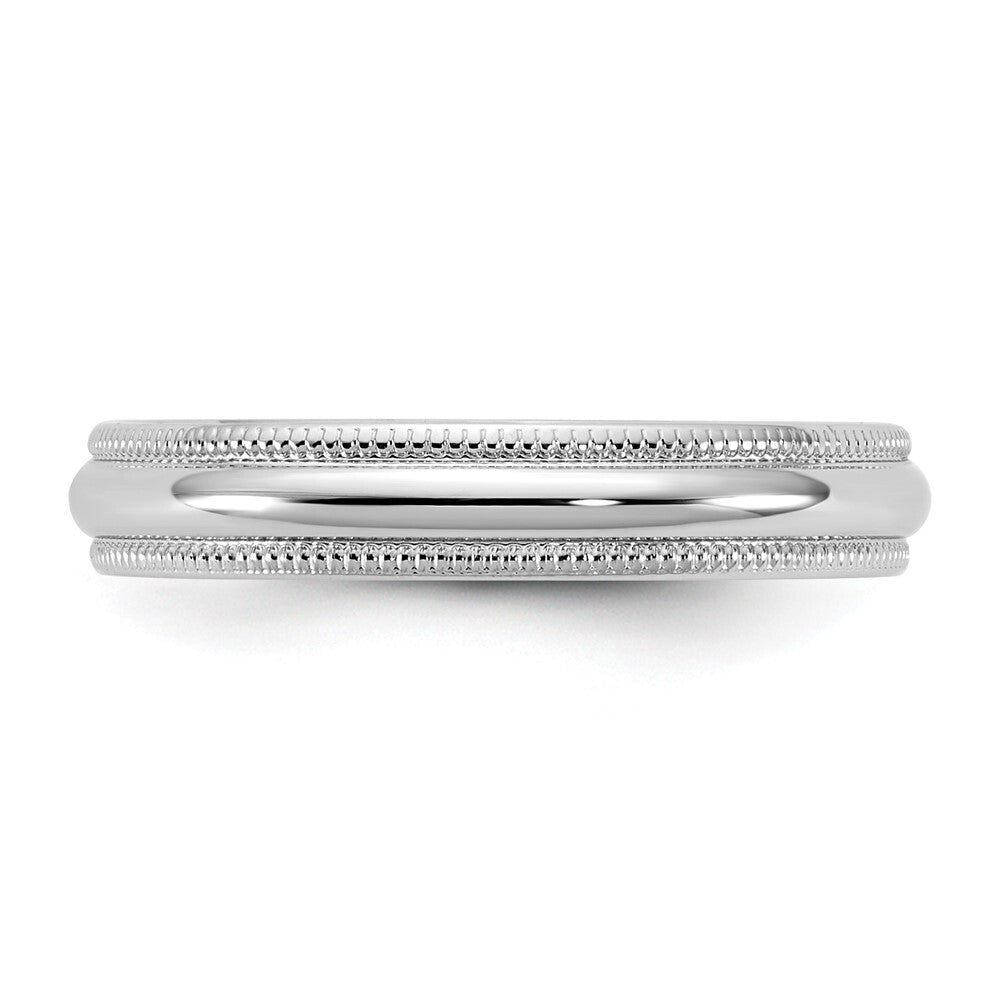 14k White Gold 3.5mm LTW Milgrain Half Round Band Size 9