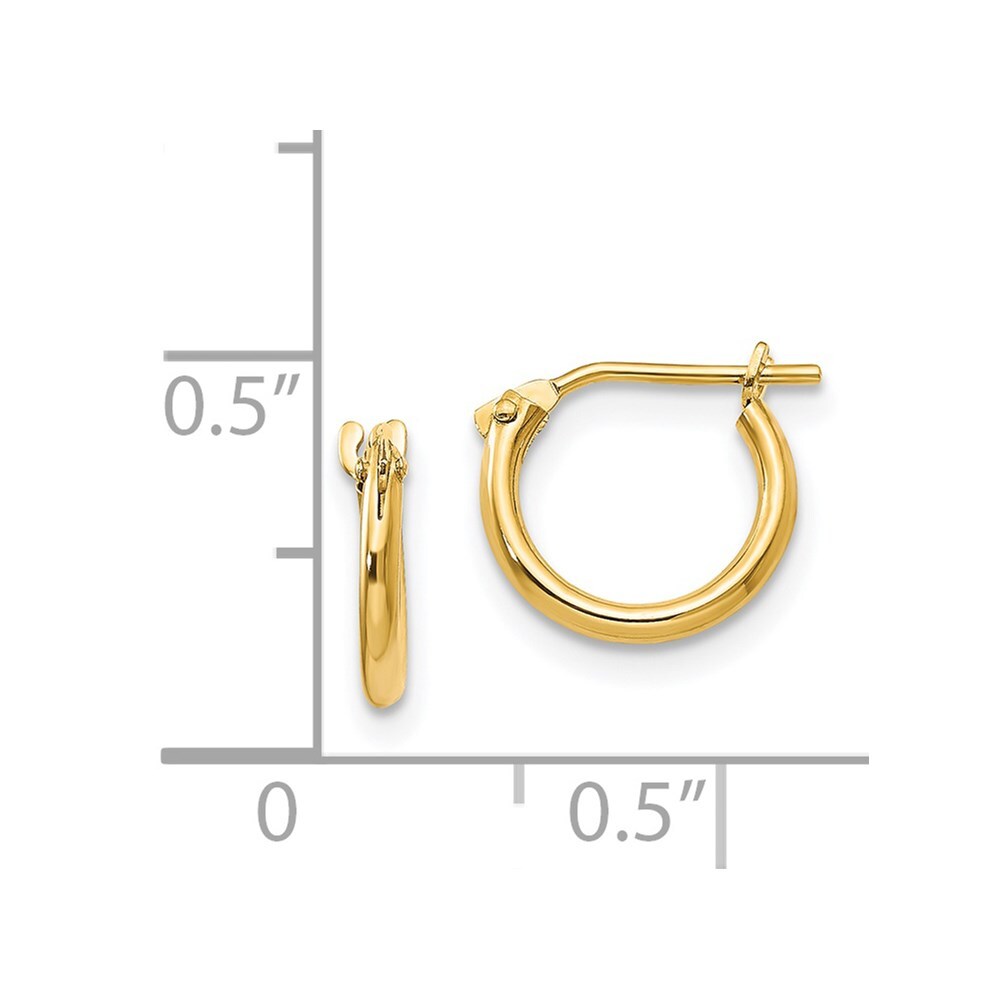14k Yellow Gold 1.25mm Half Hoop Earrings Gift for Women