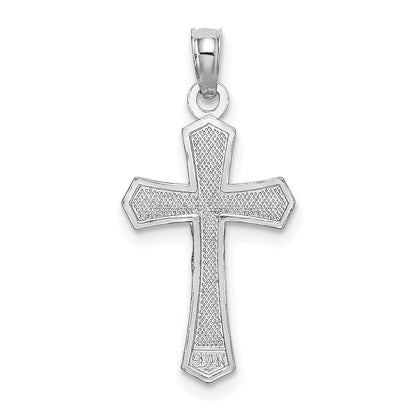 14k White Gold Crucifix  Beveled Edges Charm Pendant for Women