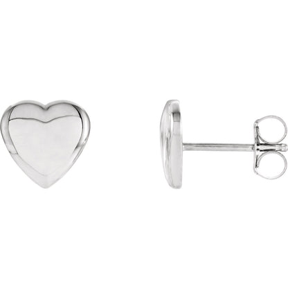 Sterling Silver Heart Stud Earrings Fine Jewelry Gift for Women