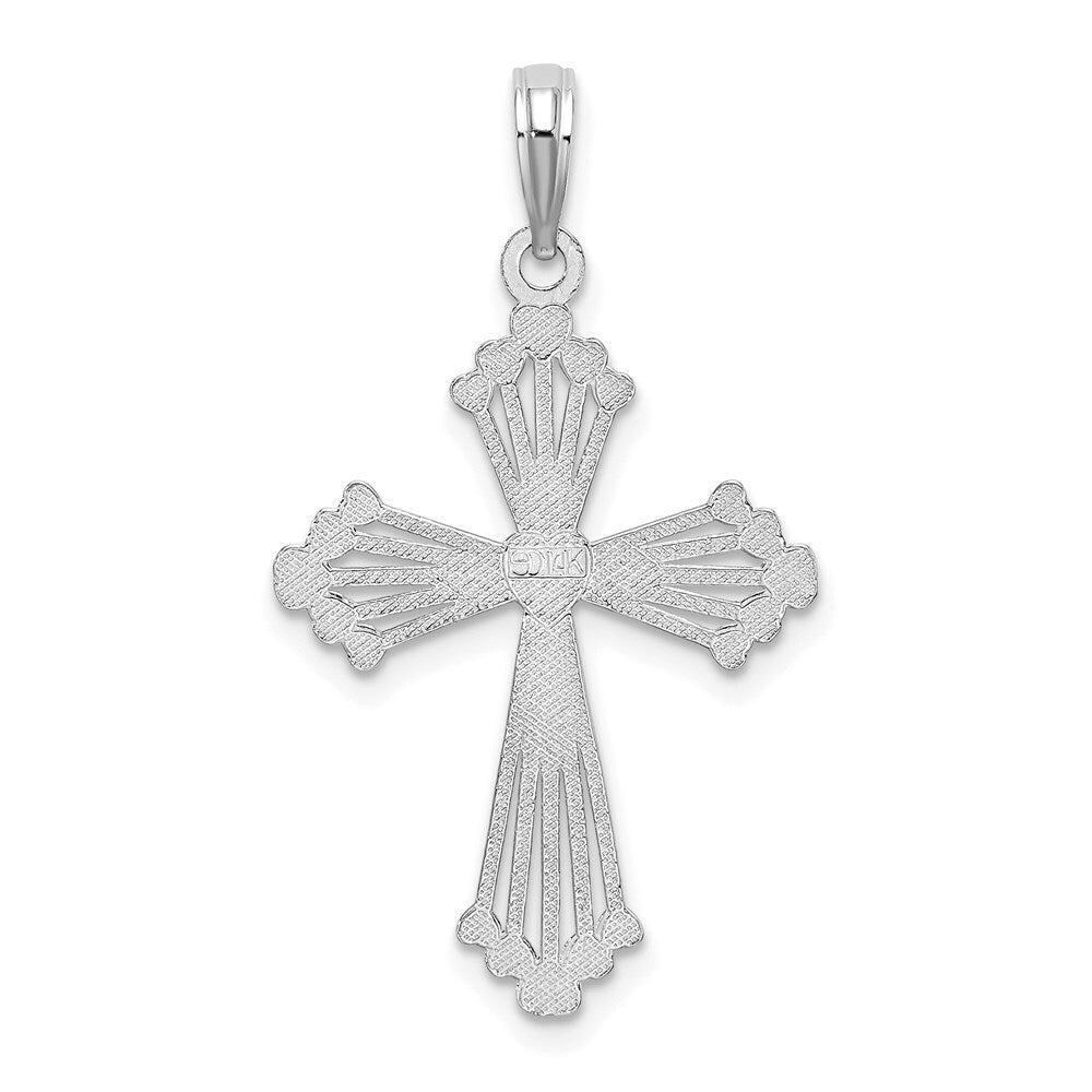 14k White Gold Cross  Heart Center Charm Pendant for Women