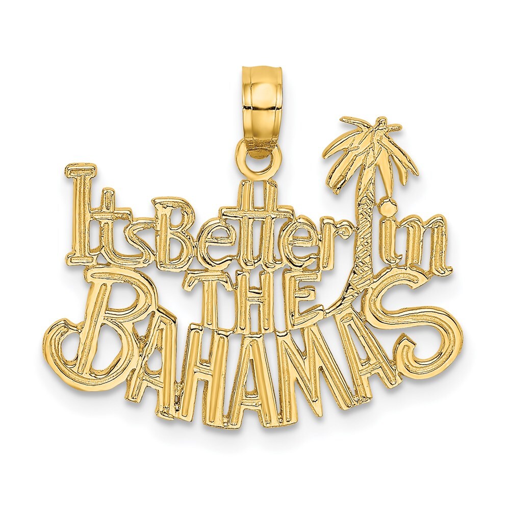 14k Yellow Gold ITS BETTER IN THE BAHAMAS Charm Pendant for Women