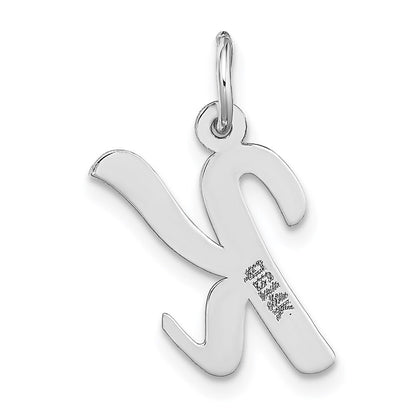 14k White Gold Medium Script Letter K Initial Charm Pendant for Women