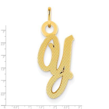 14k Yellow Gold Casted Initial Y Charm Pendant